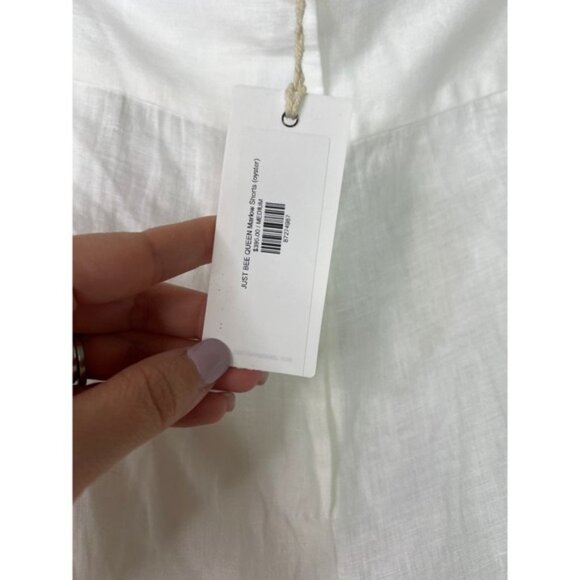 NWT Just Bee Queen High Rise Linen Pockets Marlow Chino Shorts White Sz: Medium - Picture 5 of 8